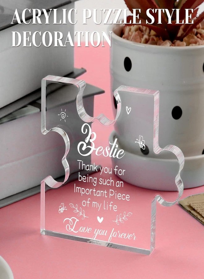 Gifzy To My Bestie Gifts - Best Friends Gifts for Women Acrylic Puzzle Plaque Desk Decorations for Best Friend Sister Girls Women BFF Birthday Friendship Graduation Mothers Day Gifts Card - 5 X 5 Inch - Image 2